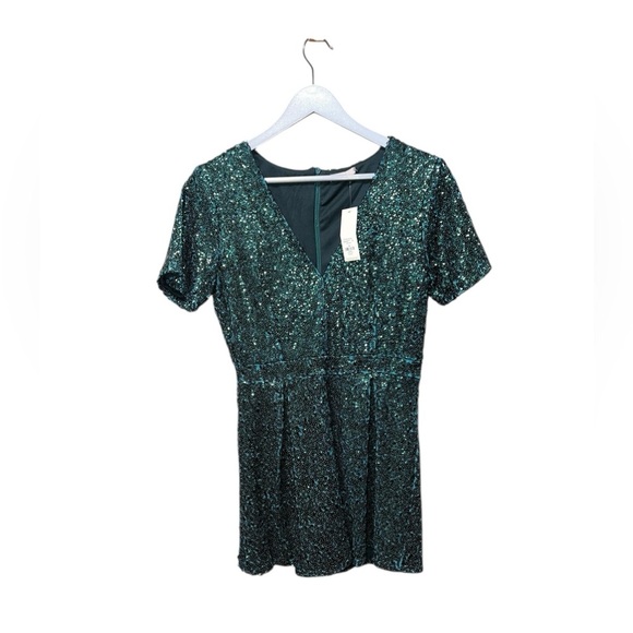 Francesca’s Hunter Green Sequin Romper | Medium - Picture 1 of 4